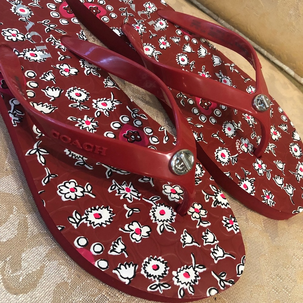 Authentic Coach Flip Flops size 7 Floral New